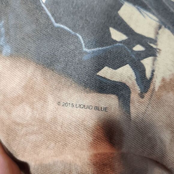 Liquid Blue Shirt Mens Large Brown Wild Horses Tie Dye Crew Neck Pullover Tee - Picture 5 of 6